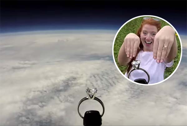 Air Force Pilot Launches Ring 17 Miles Into Space as Part of Stellar Marriage Pr