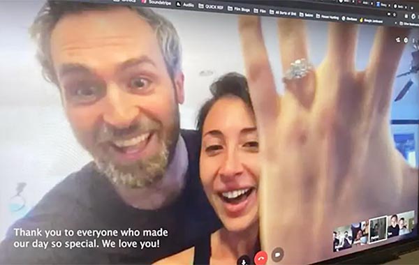 Friends and Family Witness Quarantined Couple's Marriage Proposal Via Google Han
