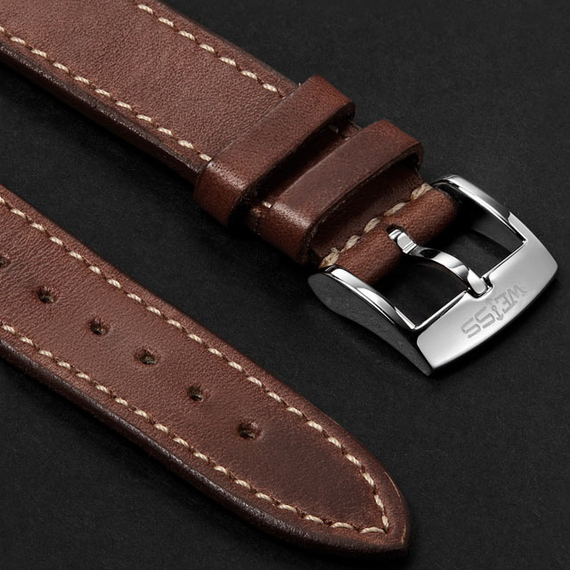 Brown leather American made watch strap from Weiss Watch Co.